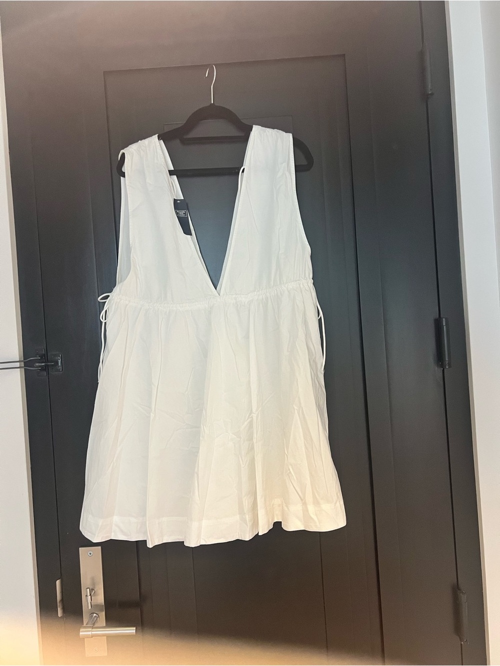 Abercrombie & Fitch Babydoll Poplin White Mini Dress XL - Picture 3 of 11